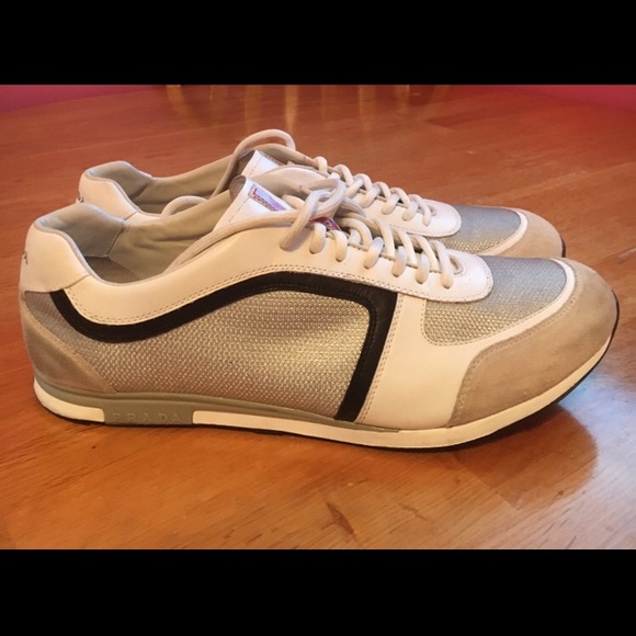Prada runners. Size 13 US. White leather and grey suede. Worn three (3) times. - Picture 2 of 4